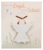 Engel-Anhänger aus Porzellan - Ich bin dein Engel, kleiner Schatz