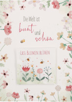 Glückwunschkarte zur Erstkommunion mit Blumensamen-Tütchen - Die Welt ist bunt und schön