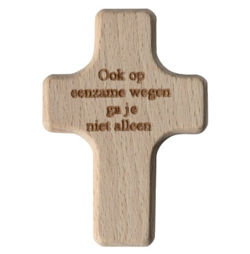 Kleiner Begleiter aus Bronze - Kreuz "Ook op eenzame wegen ..."